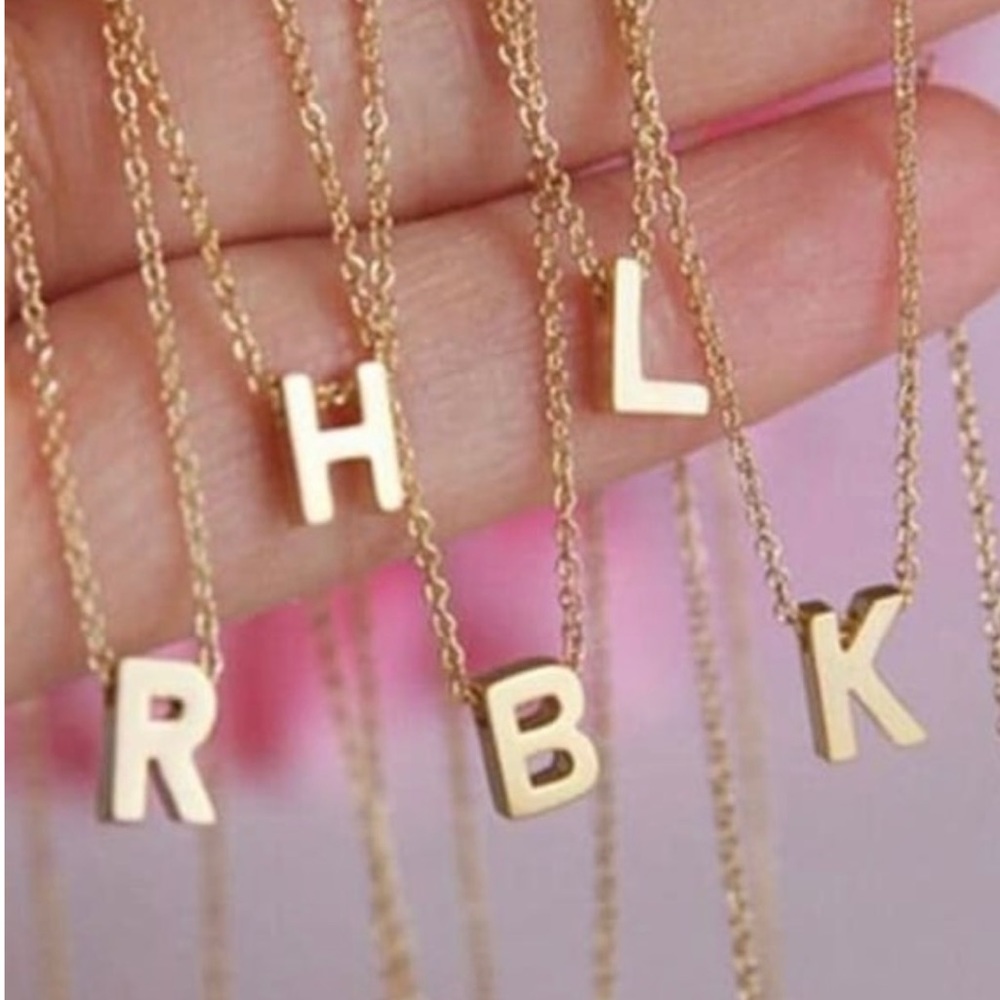 14k Gold Dainty Minimalist Initial Pendant Necklace